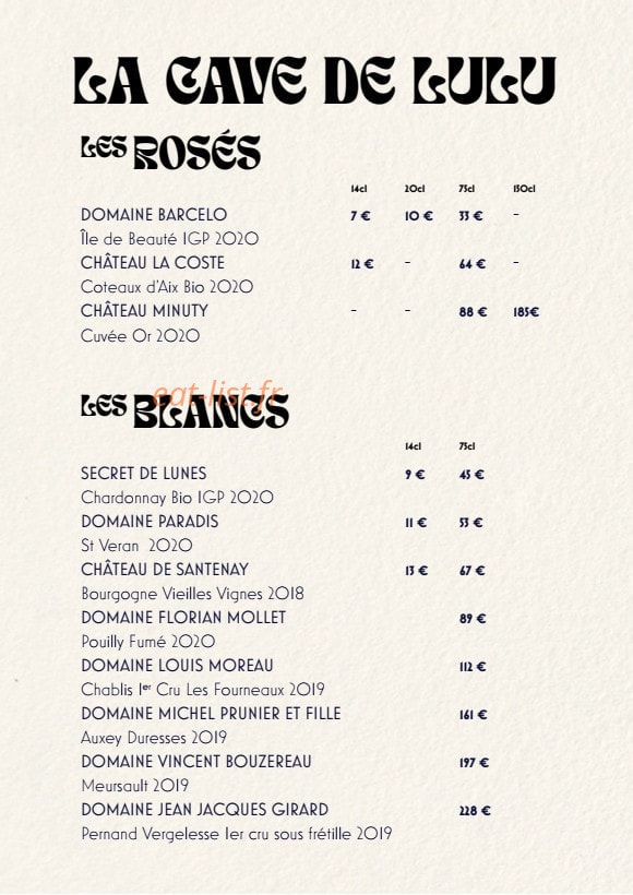 Chez Lulu — carte page 10