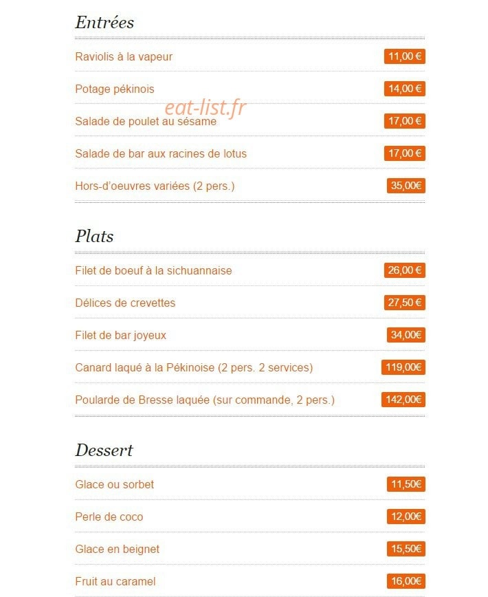 Chez Vong — carte page 1