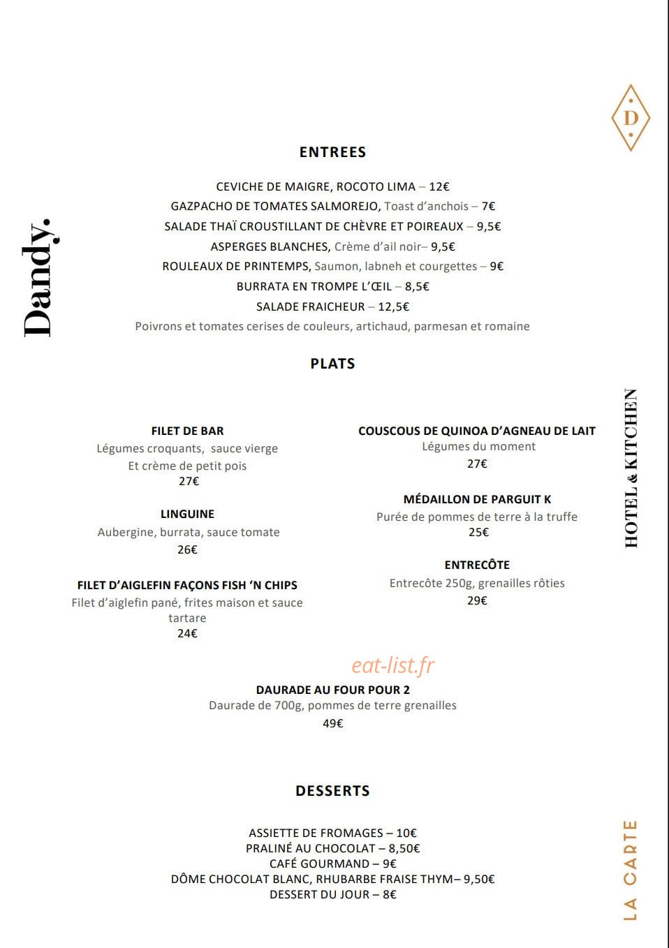 Dandy Kitchen — carte page 1