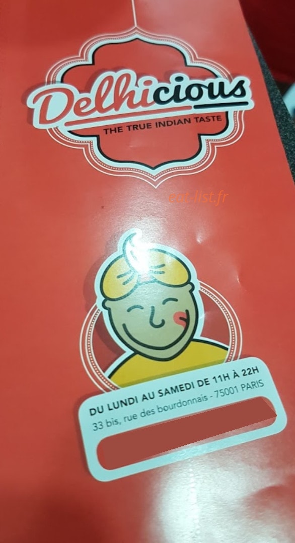 Delhicious — carte page 1