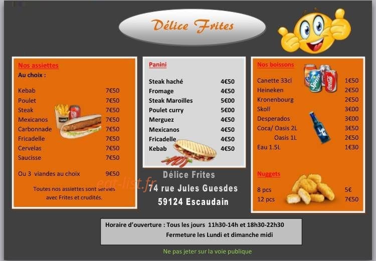 Délice-frites — carte page 1