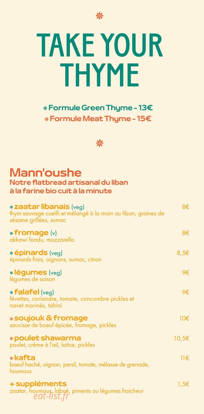 EatsThyme — carte page 1