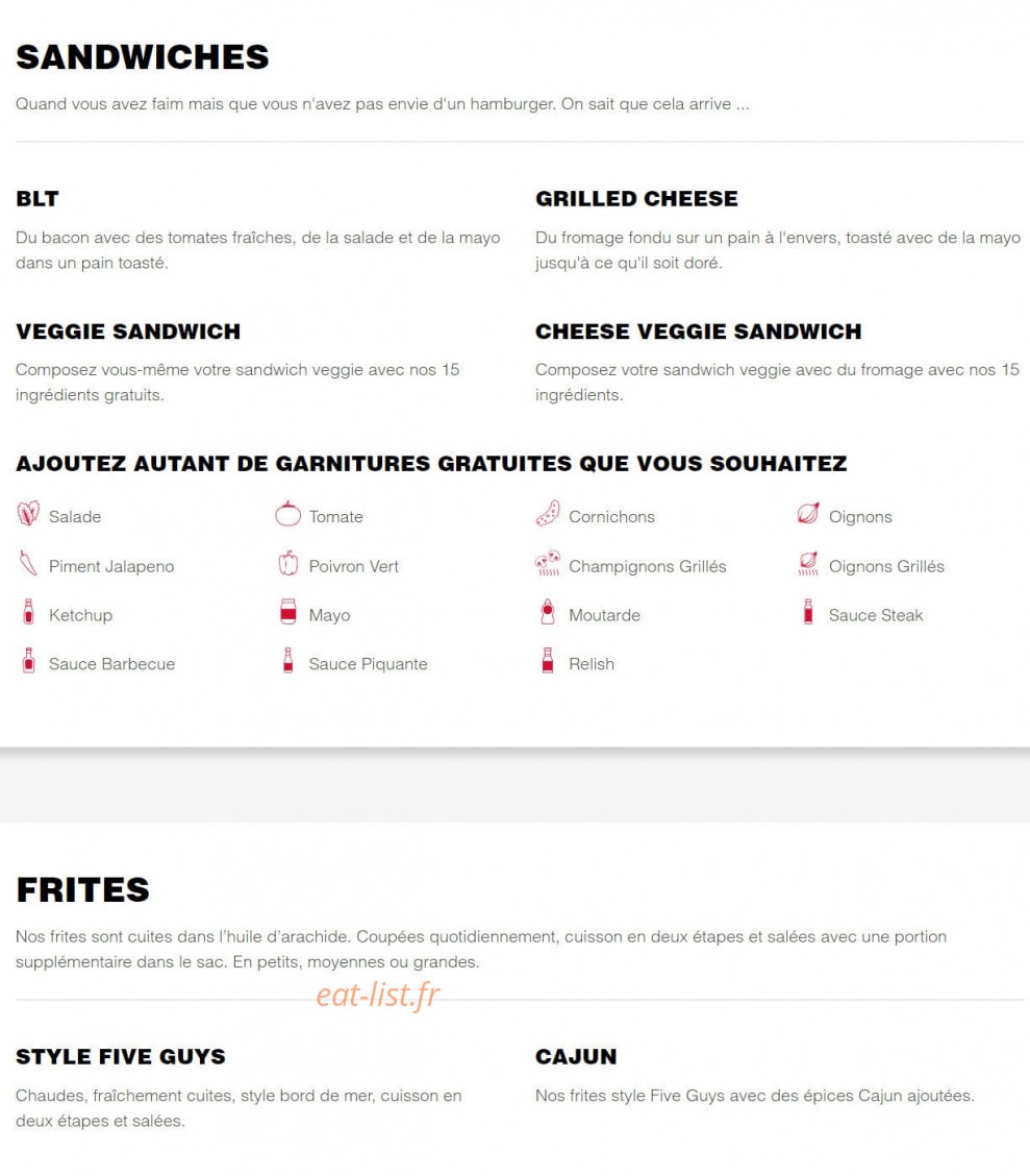 Five Guys — carte page 2