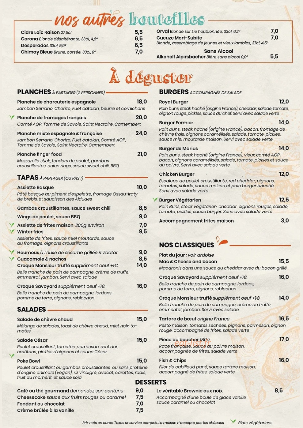 Hall's Beer Tavern — carte page 2