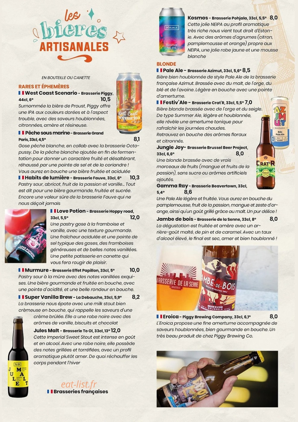 Hall's Beer Tavern — carte page 3