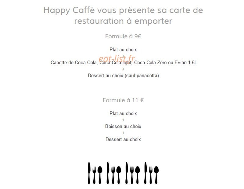 Happy Caffé — carte page 1