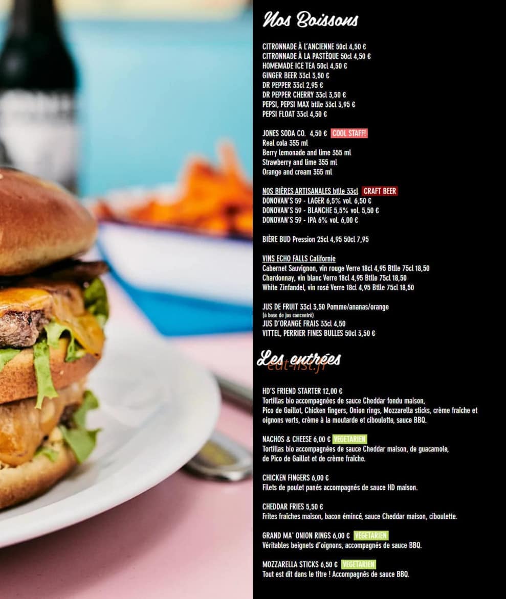 HD diner — carte page 1