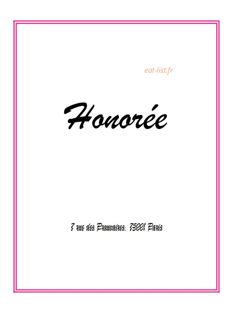 Honorée — carte page 1