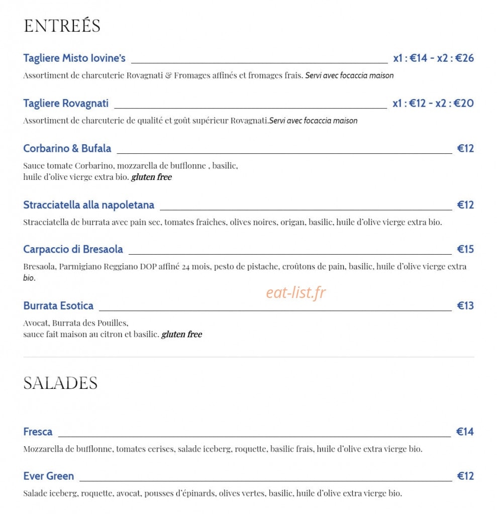 Iovine's — carte page 1