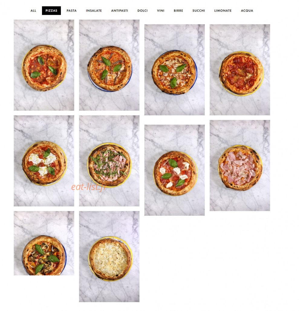 Italian Trattoria — carte page 1