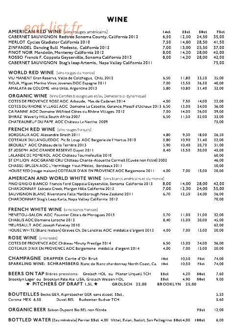 Joe Allen — carte page 4
