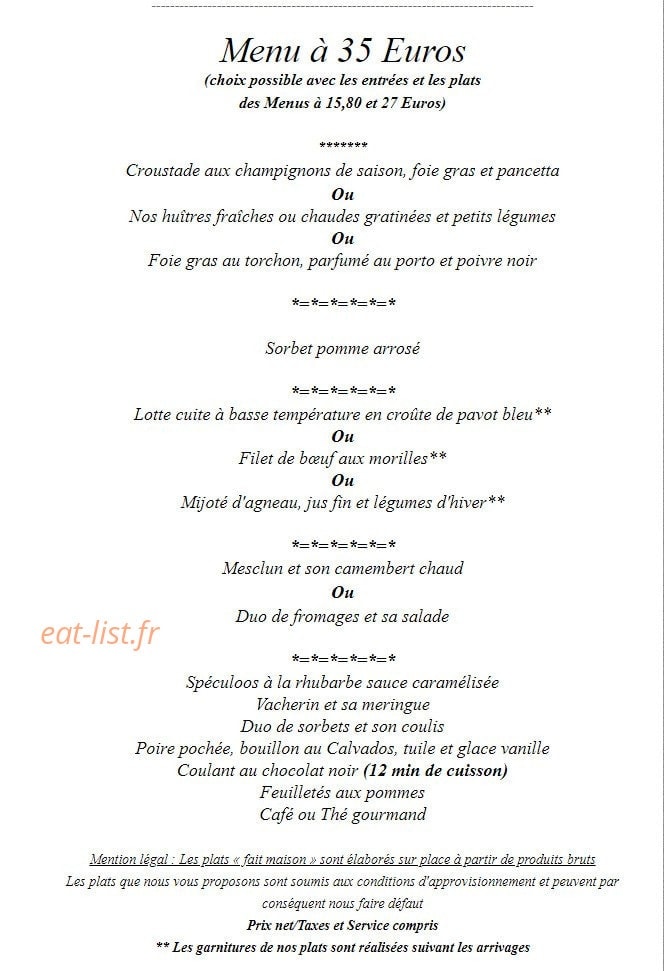 L'Auberge du Beau Lieu — carte page 3