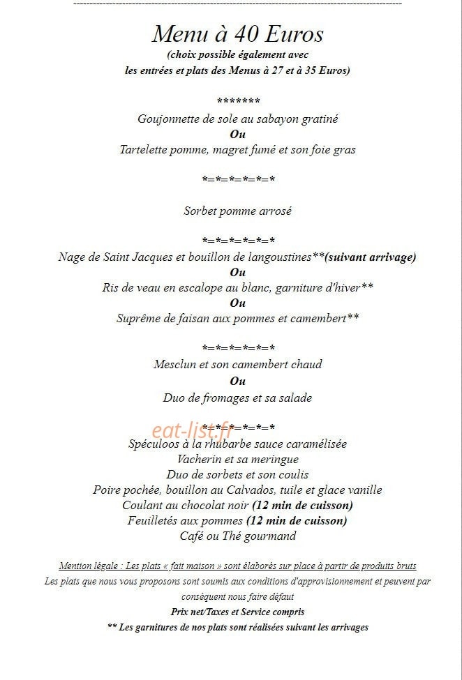 L'Auberge du Beau Lieu — carte page 4