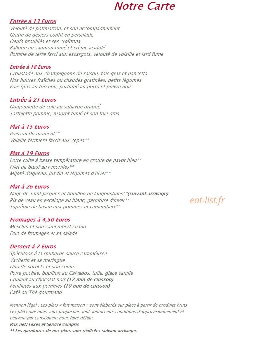 L'Auberge du Beau Lieu — carte page 5