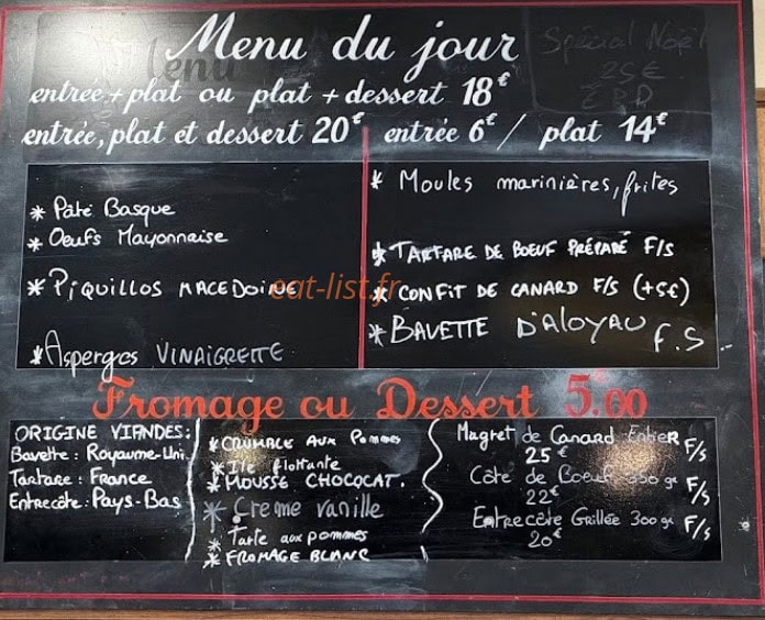 L'Express Bar — carte page 1