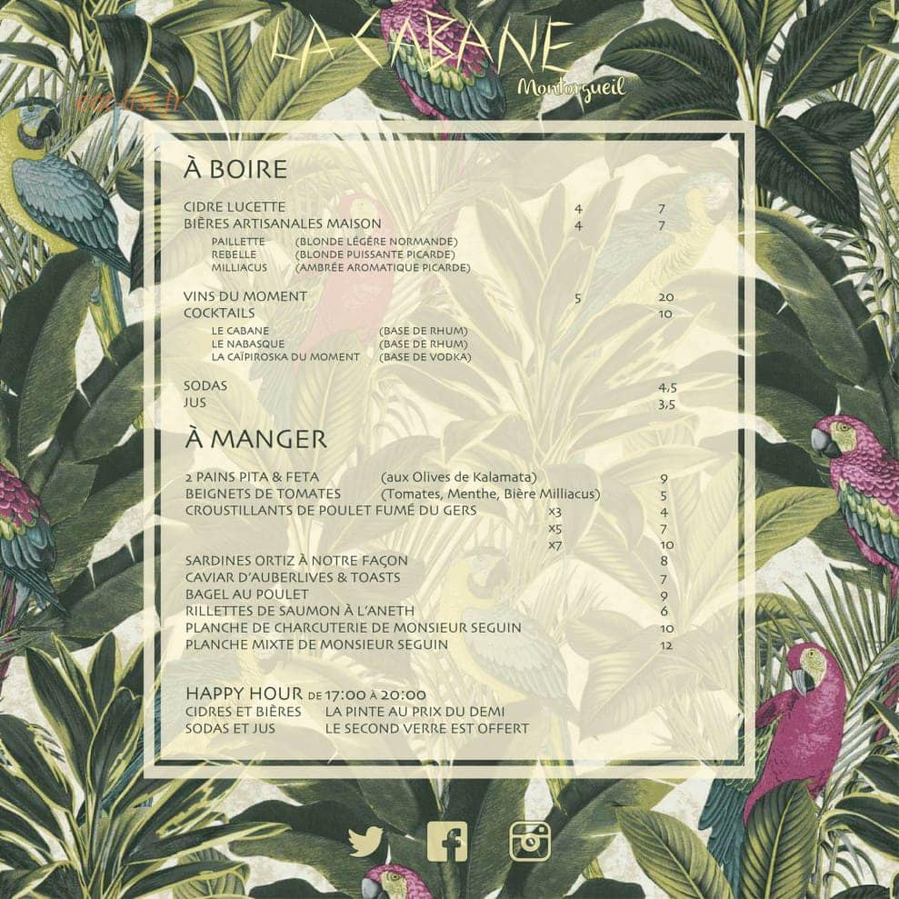 La Cabane Montorgueil — carte page 1