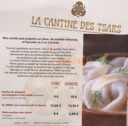 La Cantine des Tsars — carte page 1