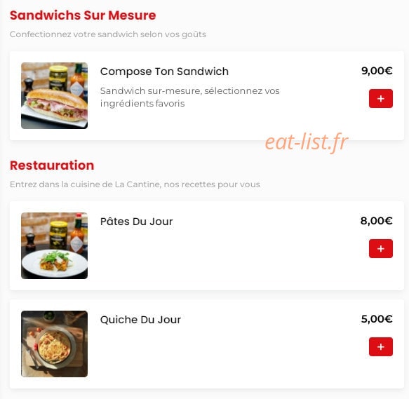La Cantine — carte page 1