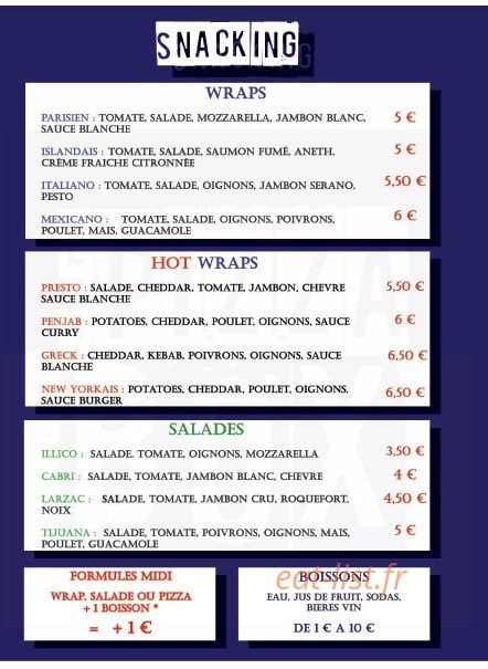 La Pizza Box — carte page 1