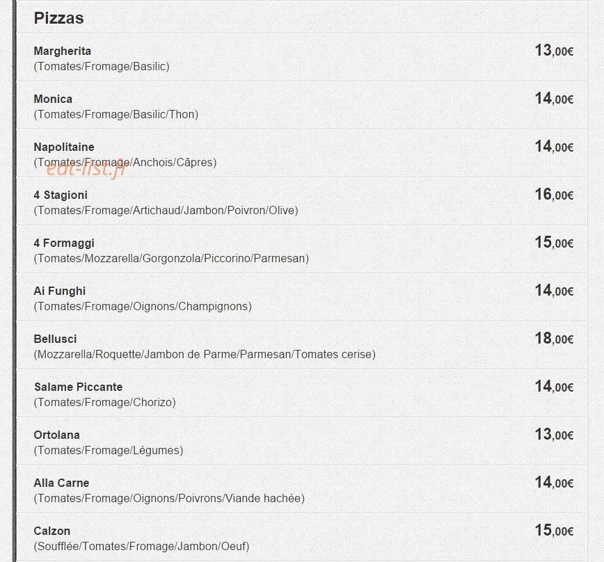 La Trattoria Bellusci — carte page 3