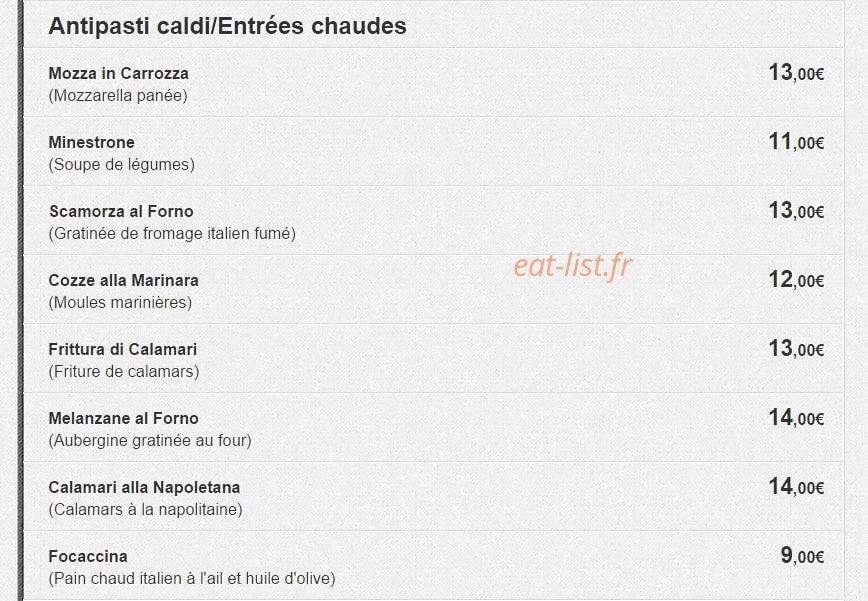 La Trattoria Bellusci — carte page 2
