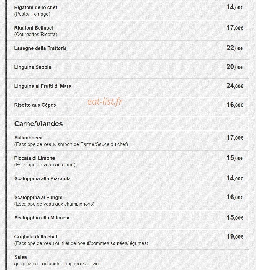 La Trattoria Bellusci — carte page 5