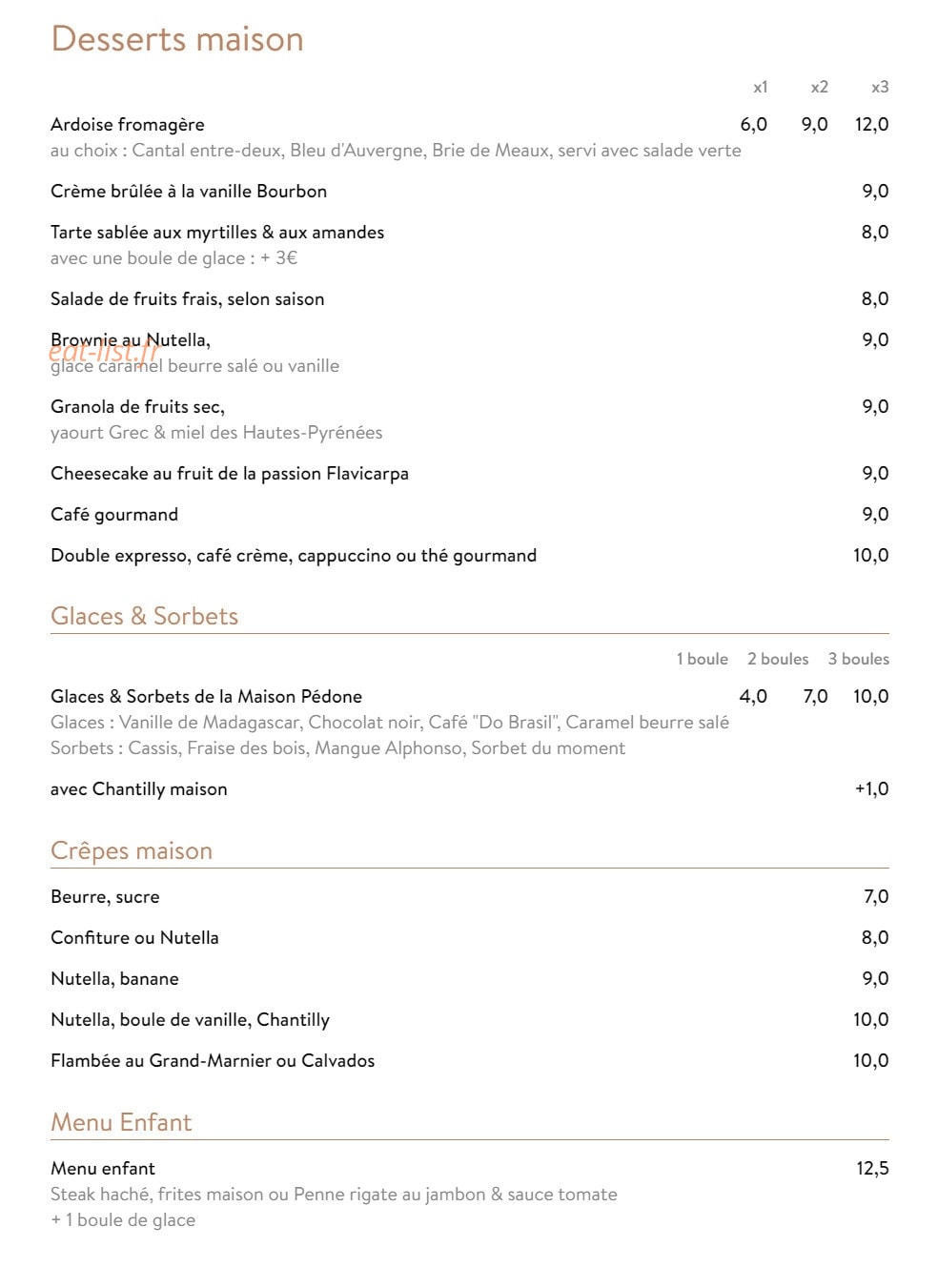 Le Café de la Régence — carte page 4