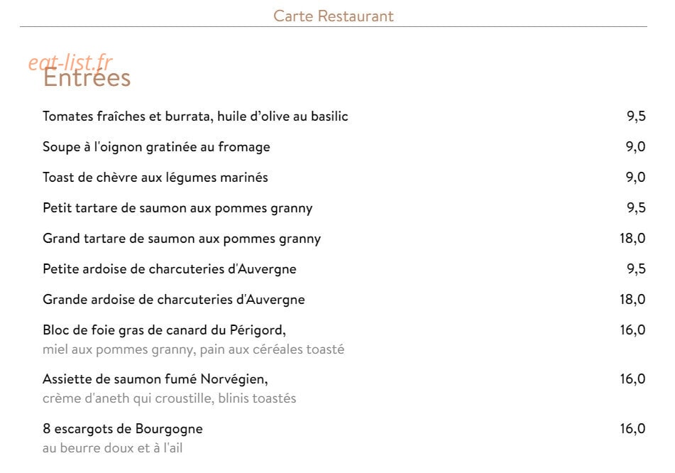 Le Café de la Régence — carte page 1