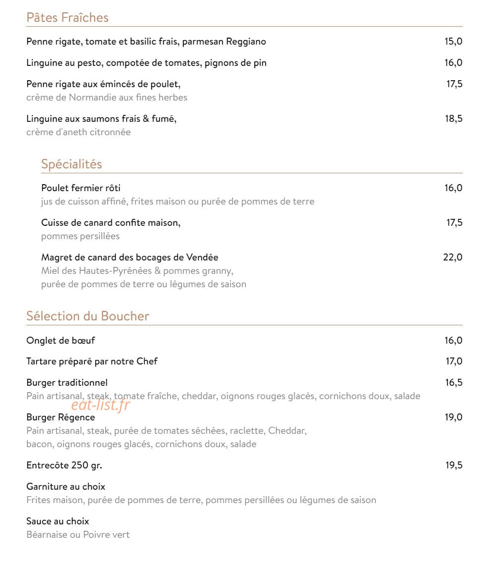 Le Café de la Régence — carte page 3