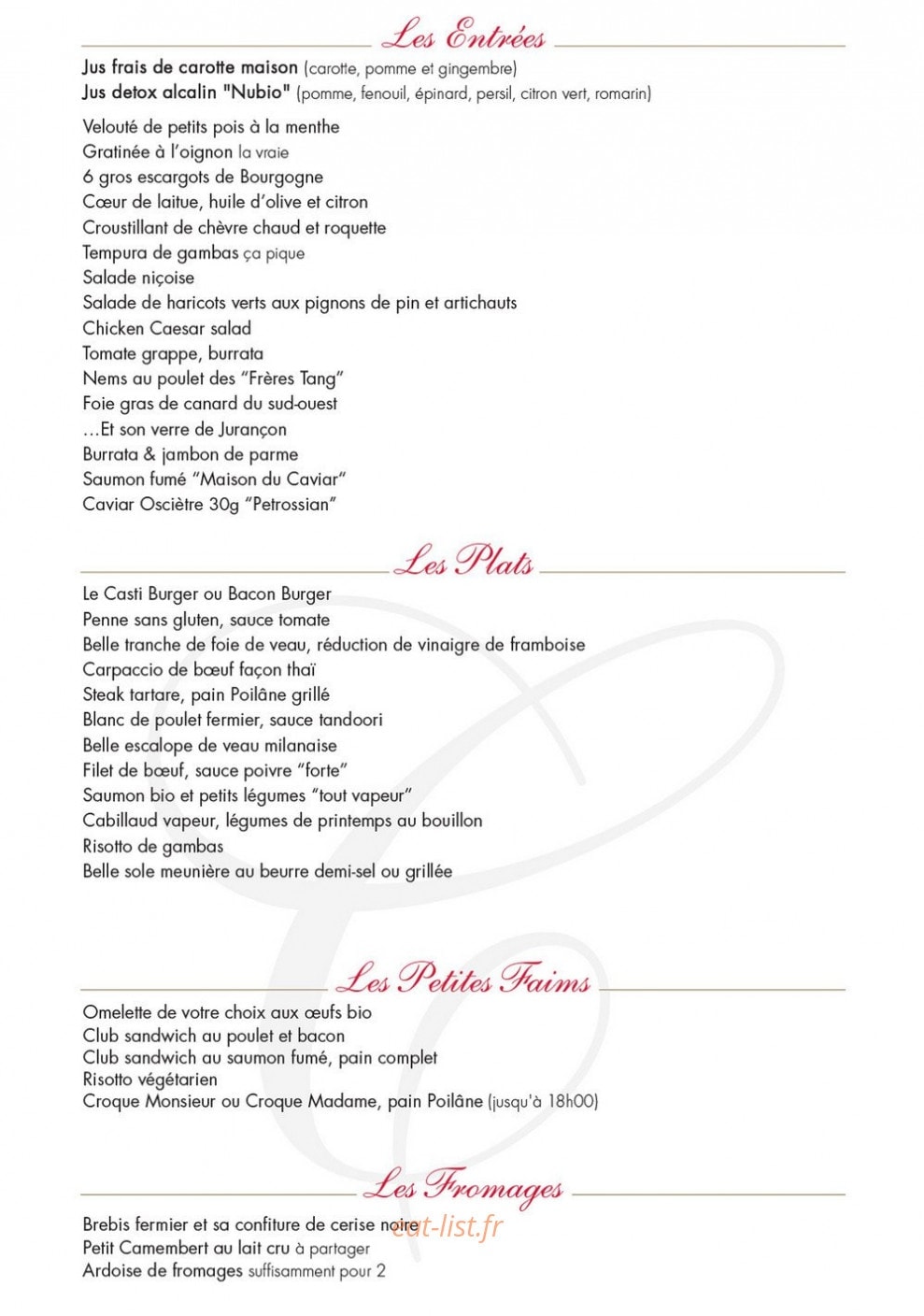 Le castiglione café — carte page 2