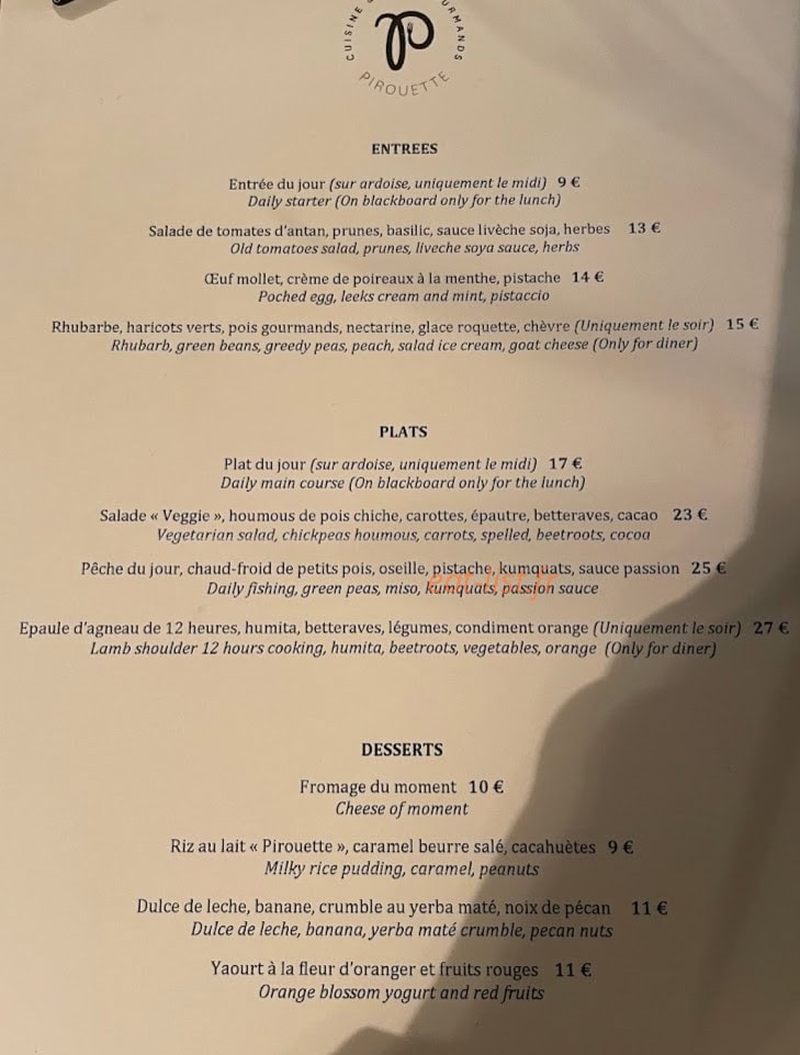 Le Choubichou — carte page 1
