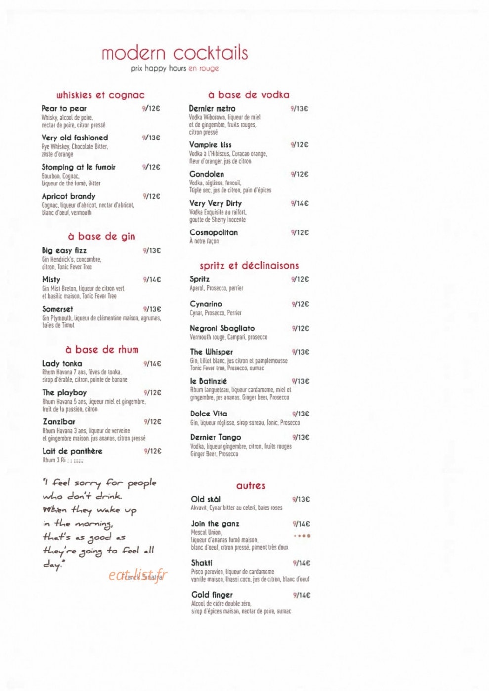 Le Fumoir — carte page 11