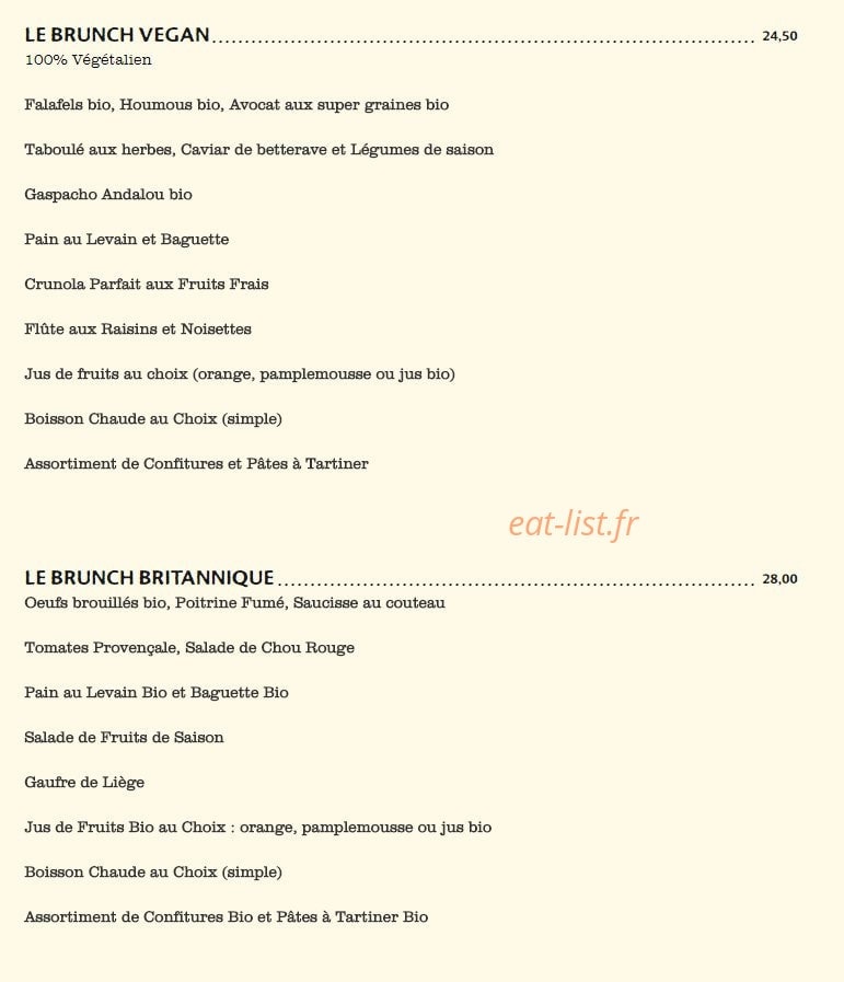 Le Pain Quotidien — carte page 3