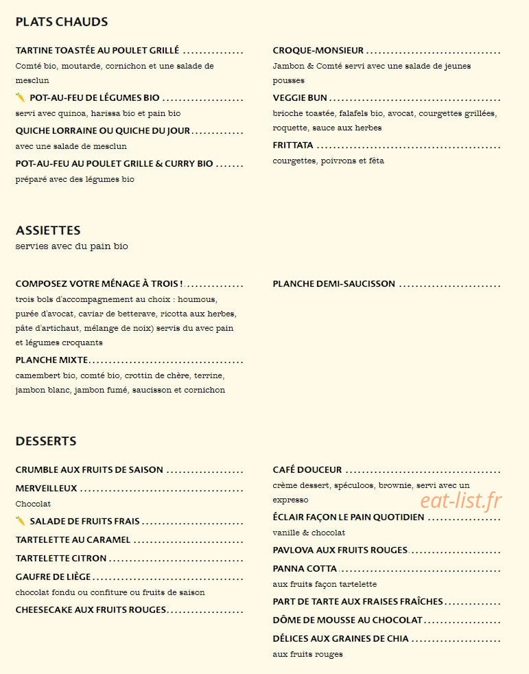 Le Pain Quotidien — carte page 6