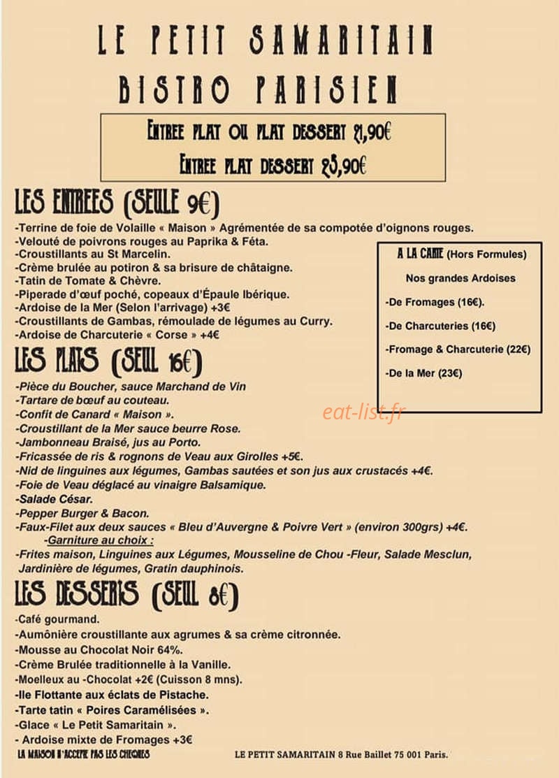 Le Petit Samaritain — carte page 1