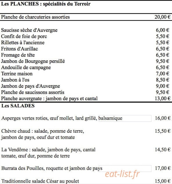 Le Petit Vendôme — carte page 3