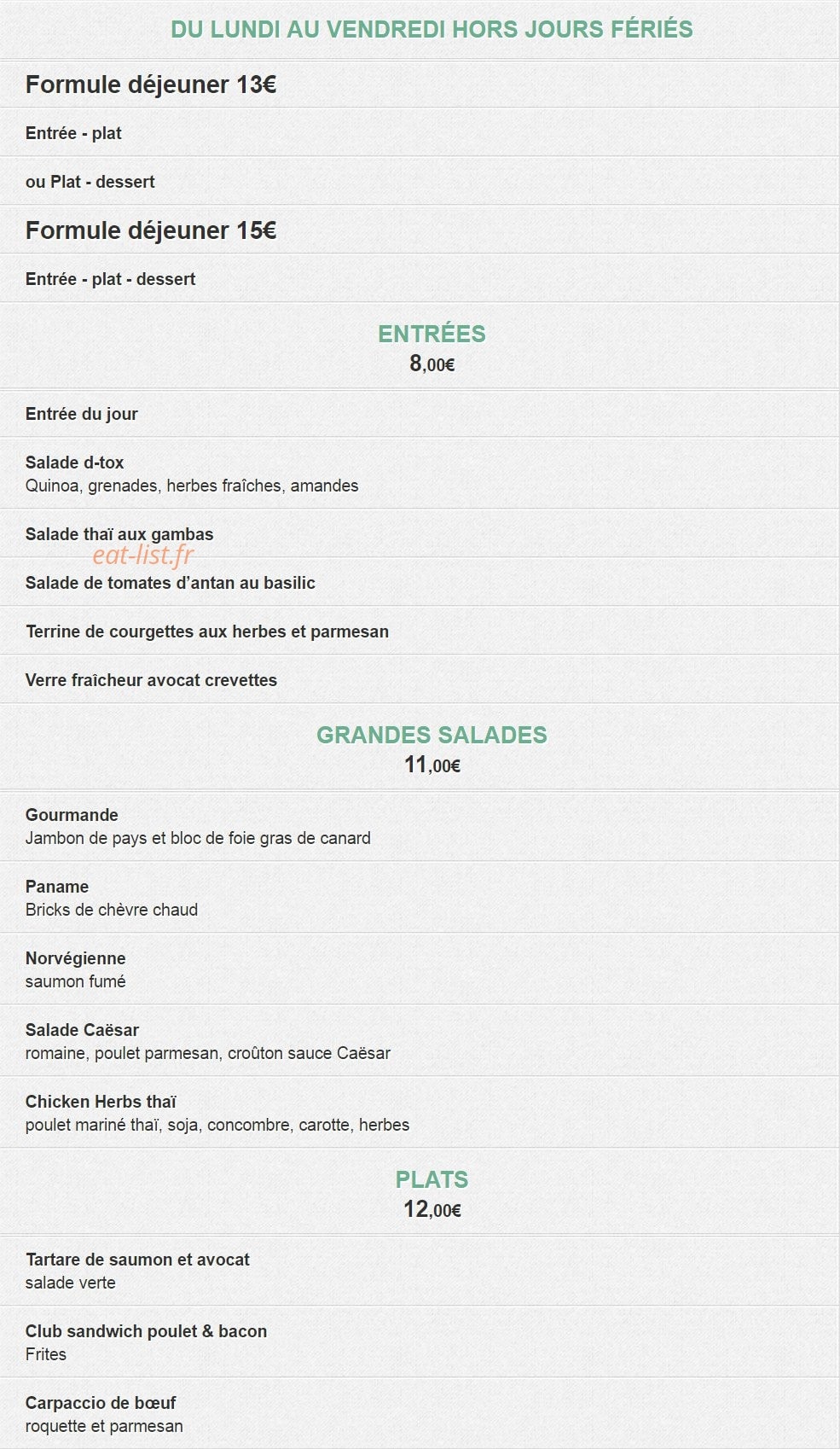 Le Petit3 Paris — carte page 1