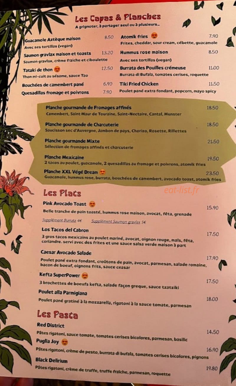 Le Tiki Rose — carte page 1