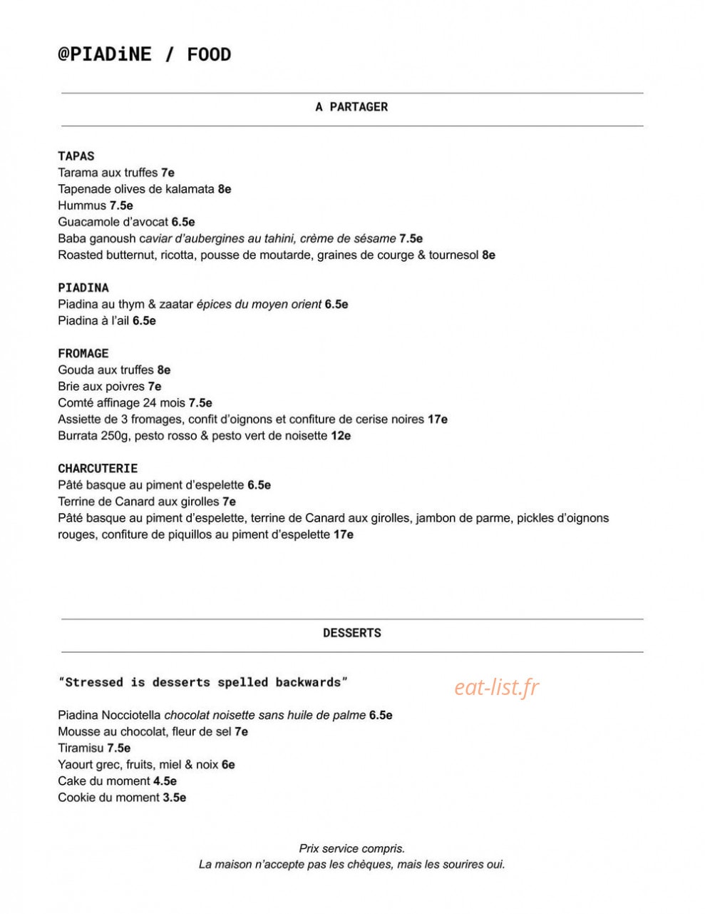 Piadine — carte page 2