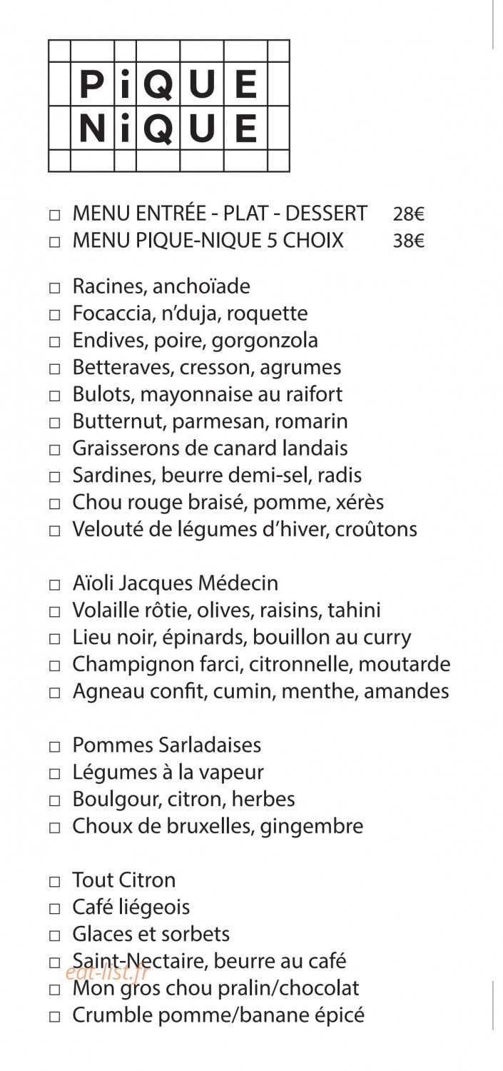 Pique Nique — carte page 1