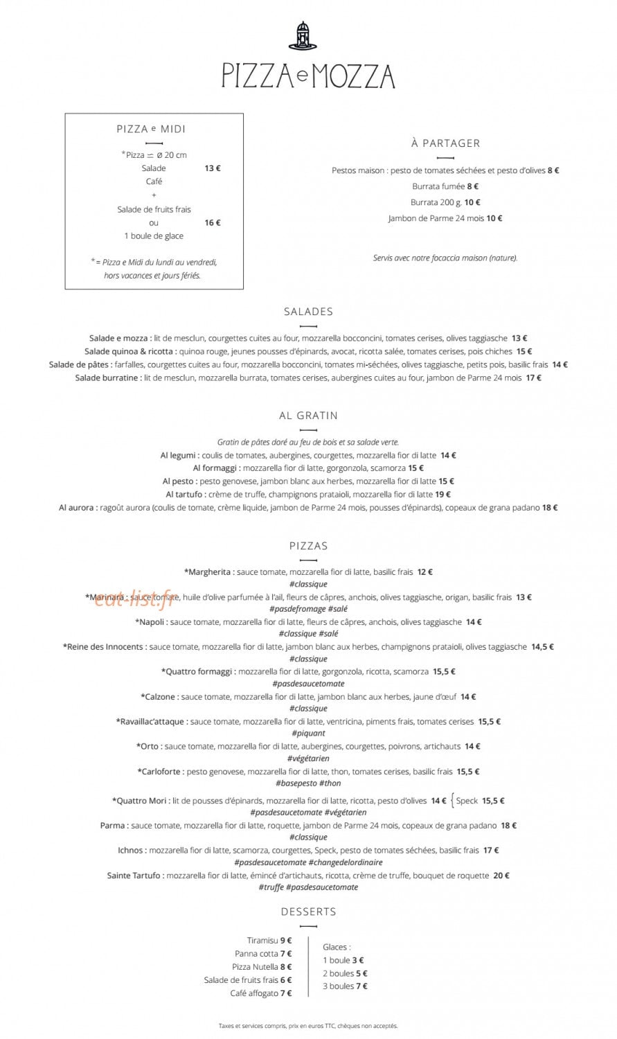 Pizza E Mozza — carte page 1