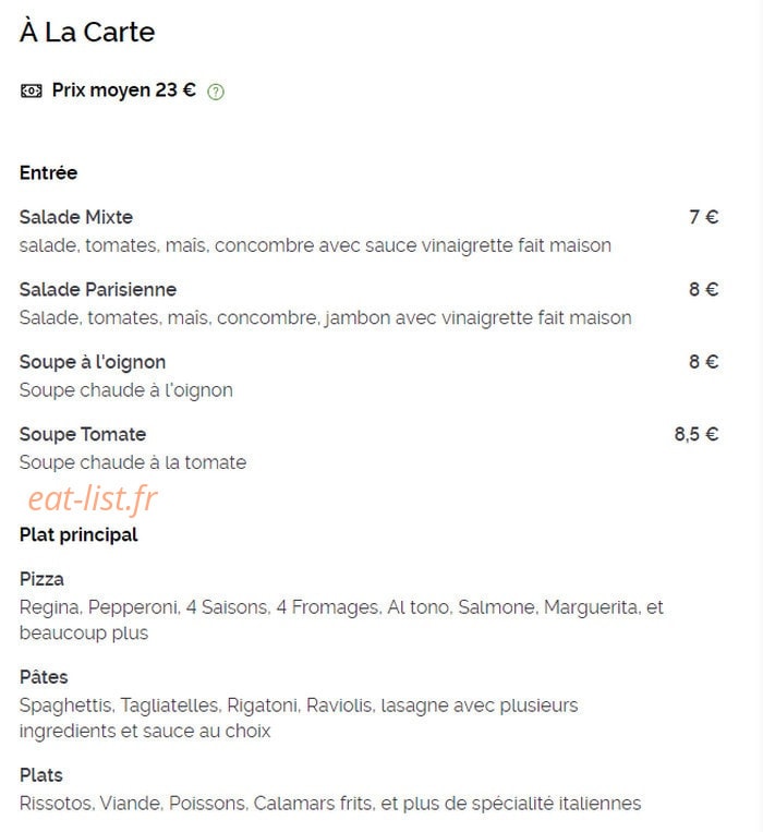Pizza Nelly — carte page 1