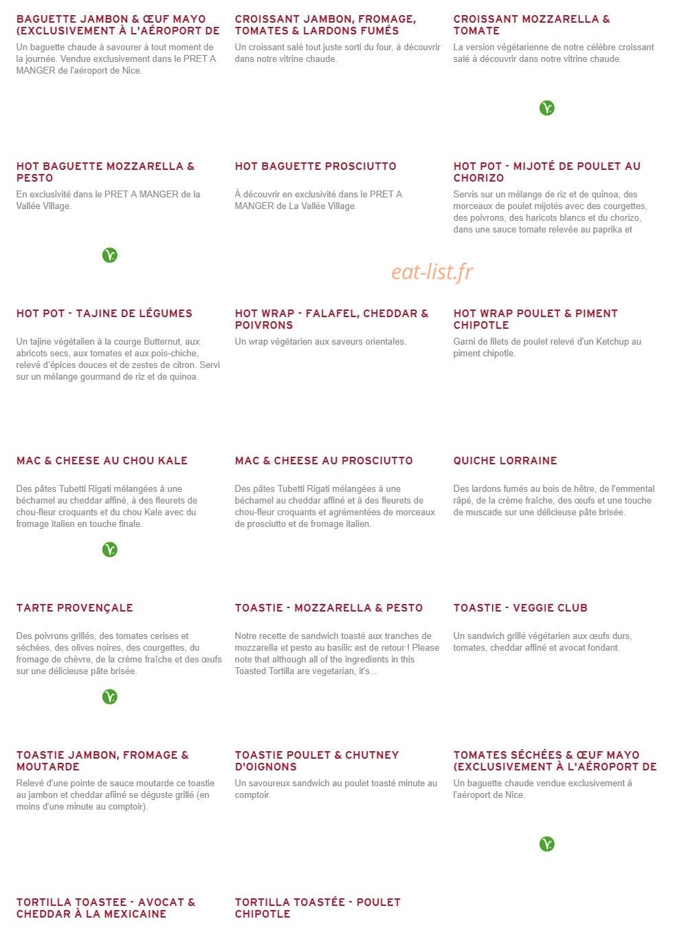 Prêt à manger — carte page 5