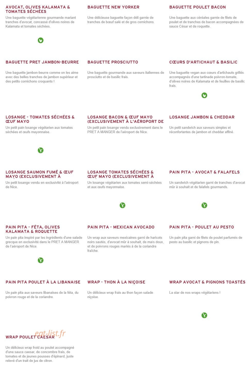 Prêt à manger — carte page 2