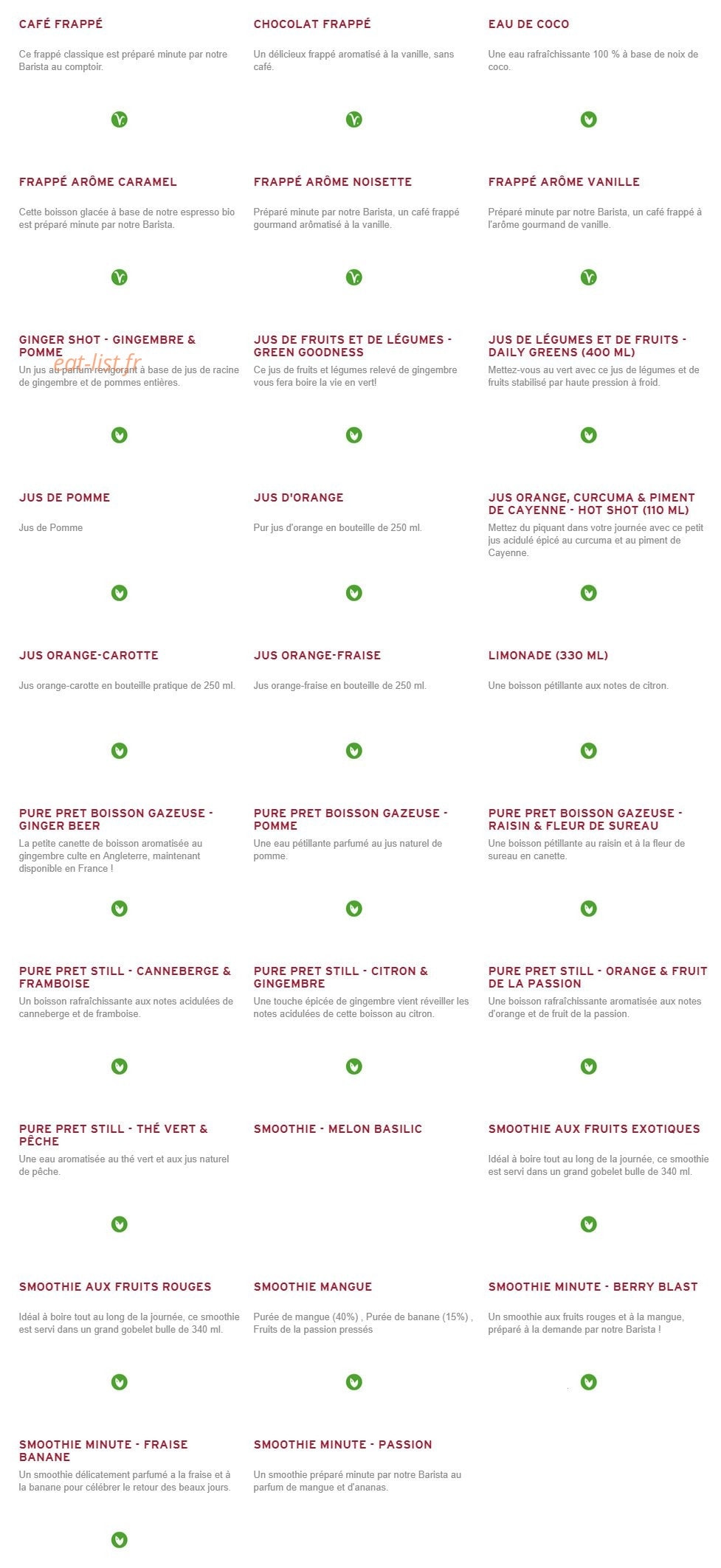 Prêt à manger — carte page 11