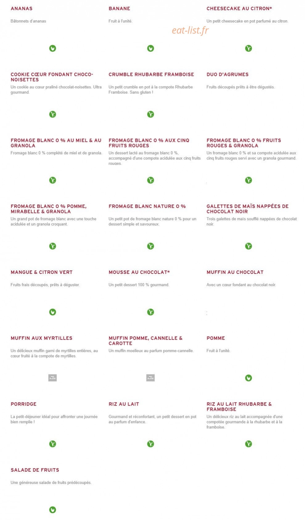 Prêt à manger — carte page 9