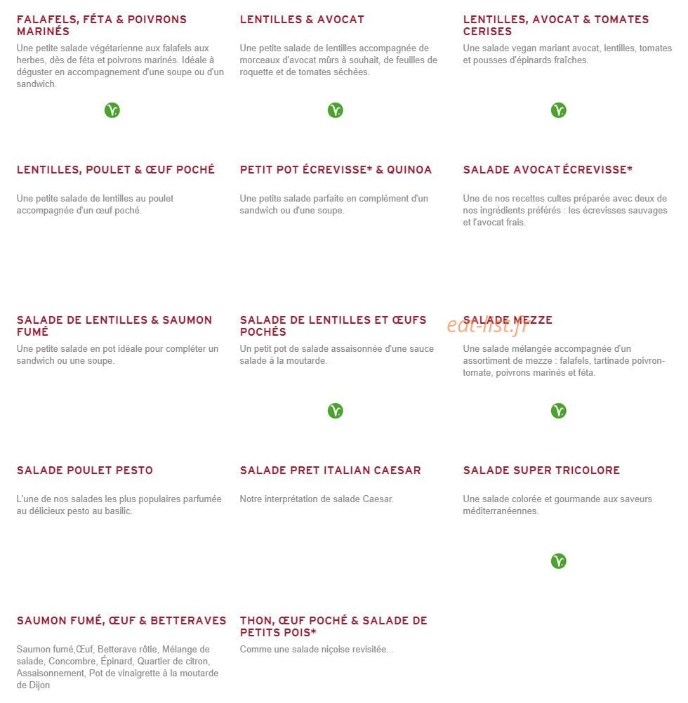 Prêt à manger — carte page 6