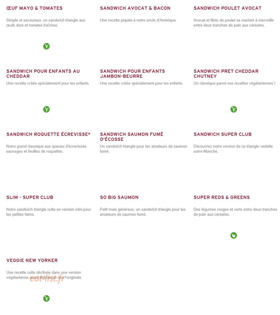 Prêt à manger — carte page 1