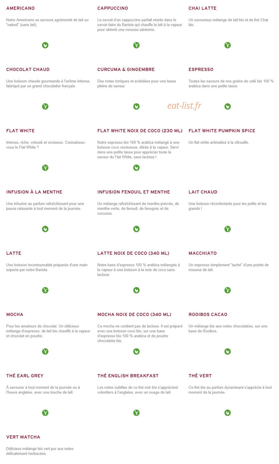 Prêt à manger — carte page 10