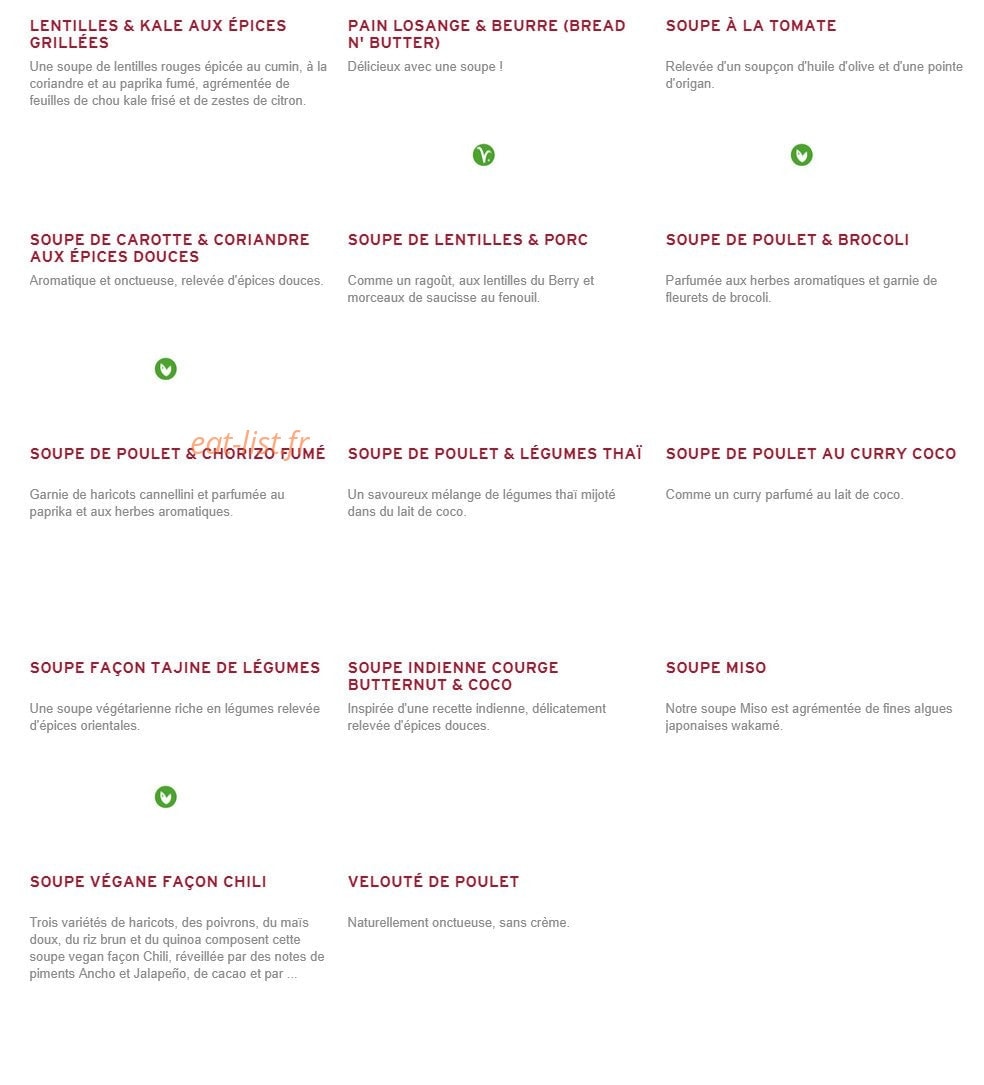 Prêt à manger — carte page 7